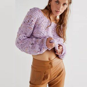 NWT New $148 Free People Sunset Cloud Violet Pullover Sweater Size M